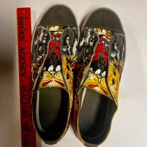 Don Ed Hardy Athletic Shoes Size 9 Yellow Sneakers Tiger